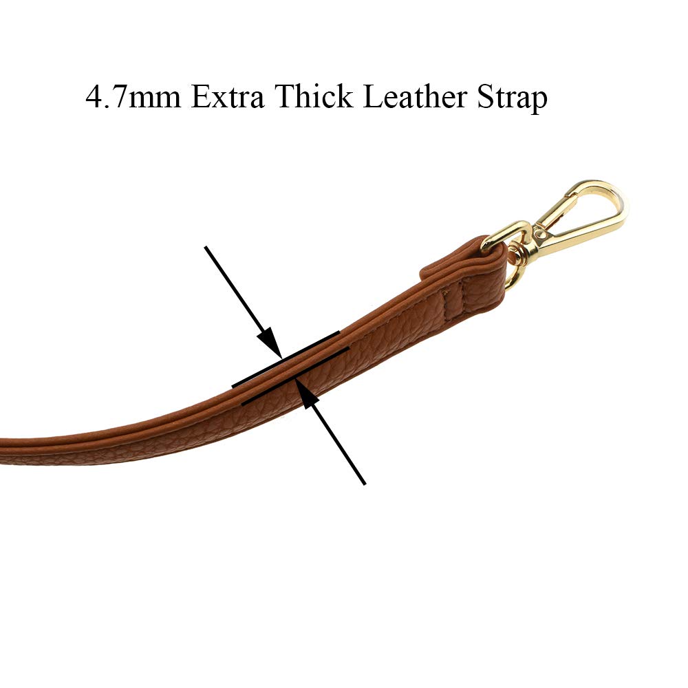 HAHIYO Adjustable Pebbled Brown Leather Purse Chain Strap Length 31.5-55.1 Inch Gold Hardware for Shoulder Cross Body Sling Purse Replacement Comfortable 0.71 Inch Wide 4.7mm Extra Thick 1 Pack