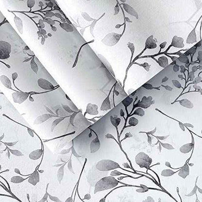 Orainege Gray Floral Wallpaper Peel and Stick Wallpaper Self Adhesive Floral Contact Paper Waterproof 17.7 in ¡¿118.1 in Removable Wall Paper for Bedroom Bathroom Cabinets Decor