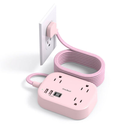 Cruise Essentials 2025,One Beat Travel Power Strip with USB C,Flat Plug Extension Cord with 3 Outlets 4 USB Ports(2 USB C),5 ft Desk Wall Outlet Extender,Non Surge Protector for Cruise,Dorm Room,ETL