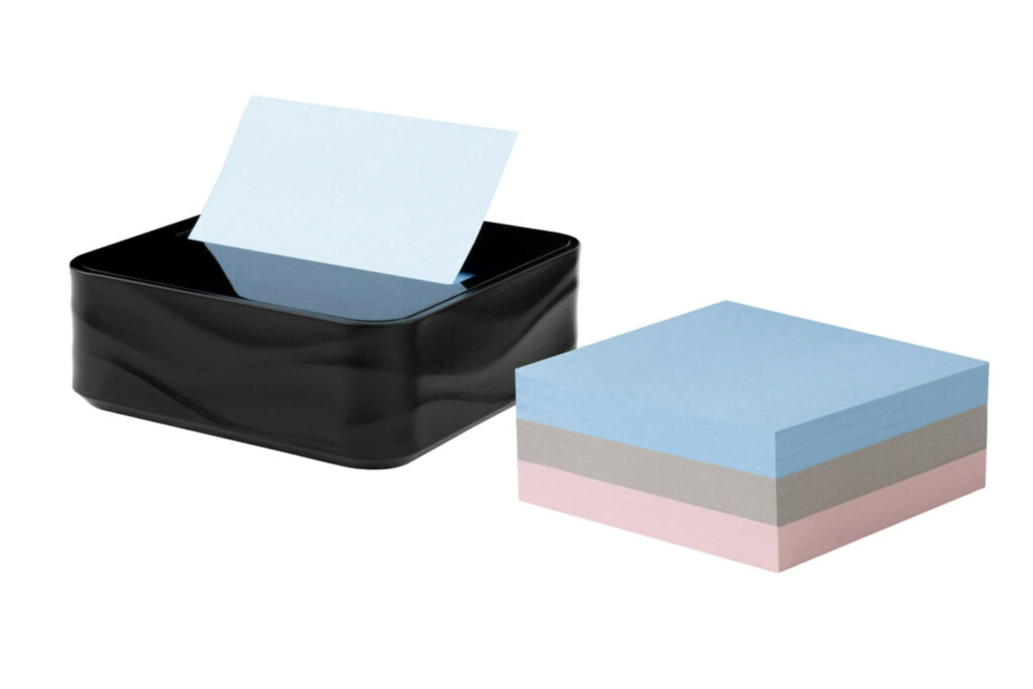 Post-it Note Dispenser, Sticky Note Holder, Black Wave Design, Includes 3 Pads of 90 Sheets of 3 in x 3 in Pop-Up Notes, Classroom or Office Supplies