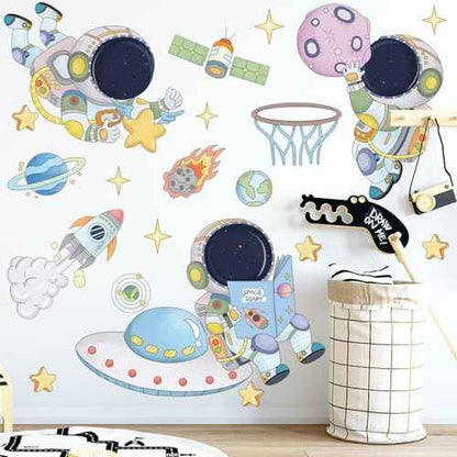 Space Decor Astronaut Wall Stickers Murals & Decals Space Theme Bedroom Classroom Playroom Sticker Outer Spaces Room Decor Spaces Wallpaper Planet Wall Decals for Boys Girls Room