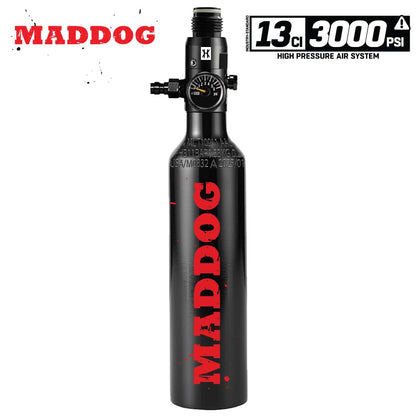 Maddog 13ci/3000psi Aluminum Compressed Air HPA Paintball Tank with Regulator - Hydro Cycle Exempt - Refillable Tank Ships Empty - 3 Pack