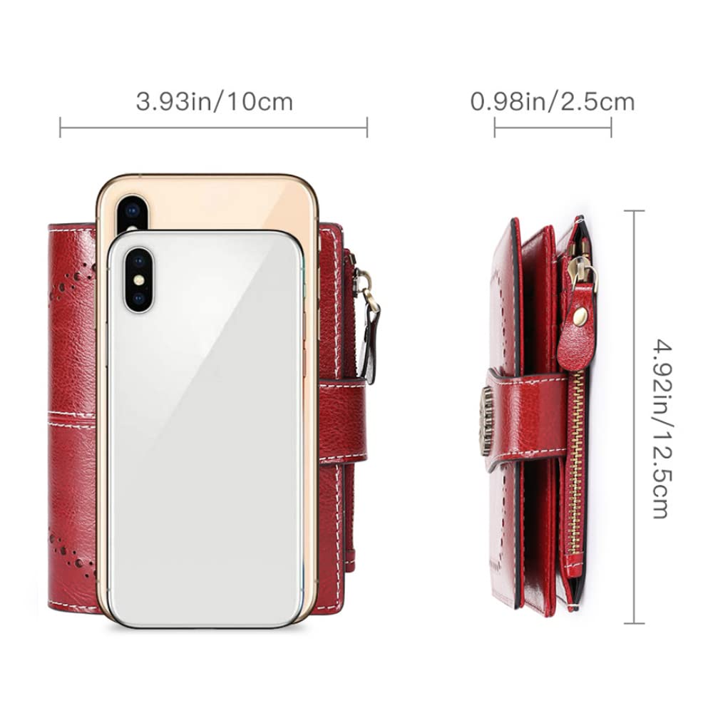SENDEFN Small Womens Wallet Leather Bifold Card Holder RFID Blocking with Zipper Coin Pocket