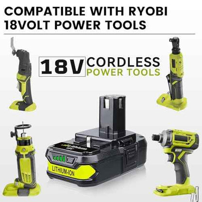 3.6Ah 2Pack Lithium P102 Replacement for Ryobi 18V Battery and Charger Combo Compatible with Ryobi Battery and Charger P117B with Dual USB P102 P103 P189 P190 P109 P122 Cordless Tool Batteries