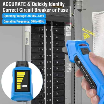 Circuit Breaker Finder Tool with Accessories, 90-135V AC Digital Breaker Finder with Integrated GFCI Outlet Tester, Circuit Tracer with Buzzer Alarm & Color Display, Includes Carrying Case