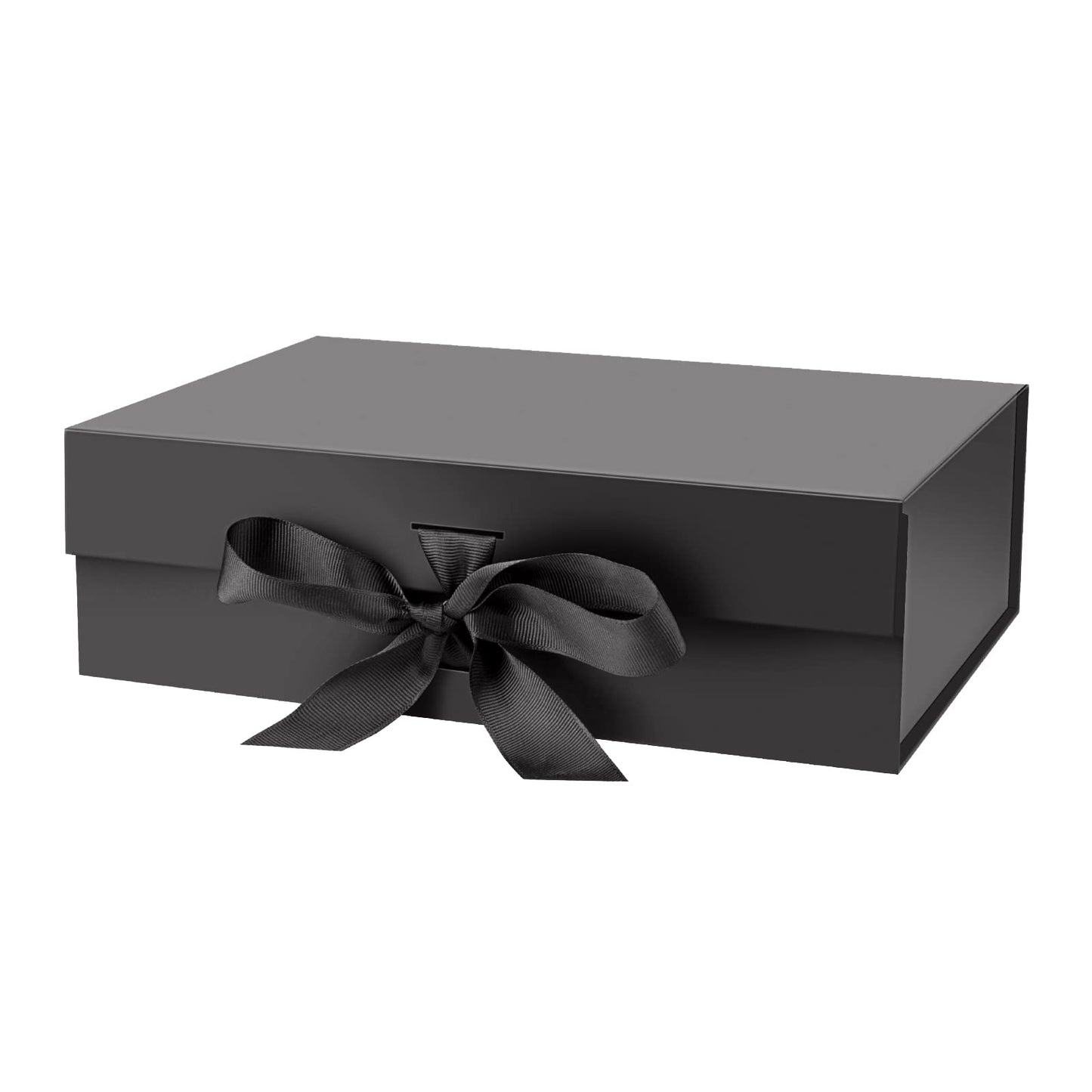 DaiJoob Large Black Gift Box with Lid for Presents 13x9x4 Inch with Ribbon and Magnetic Closure (Pack of 1)