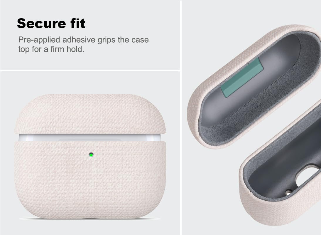 Haobobro Handmade Case - for AirPods Pro 2 Case Cover - Selected Skin-Friendly Vegan Leather, Woolen Fabric Cloth Style, Drop Protective Hard Cover for AirPods Pro 2nd Generation Earbuds - White