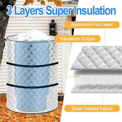 Round Well Pressure Tank Cover, Water Well Tank Covers Insulated, Insulated Well Pump Cover, 3 Layers Water Tank Insulation Blanket for Winter Freeze Proof, 28"Dia x 64"H