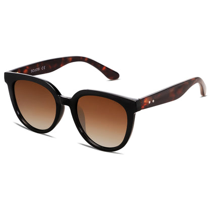 SOJOS Trendy Cat Eye Round Polarized Sunglasses for Women Fashion UV Protection Sunnies Sunglasses SJ2175