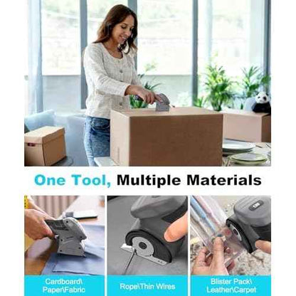 Cordless Electric Scissors, 2000mAh Fast Charging Rechargeable Fabric Cutter with Replaceable Blades, Box Cutter for Cloth, Cardboard, Plastic, Leather