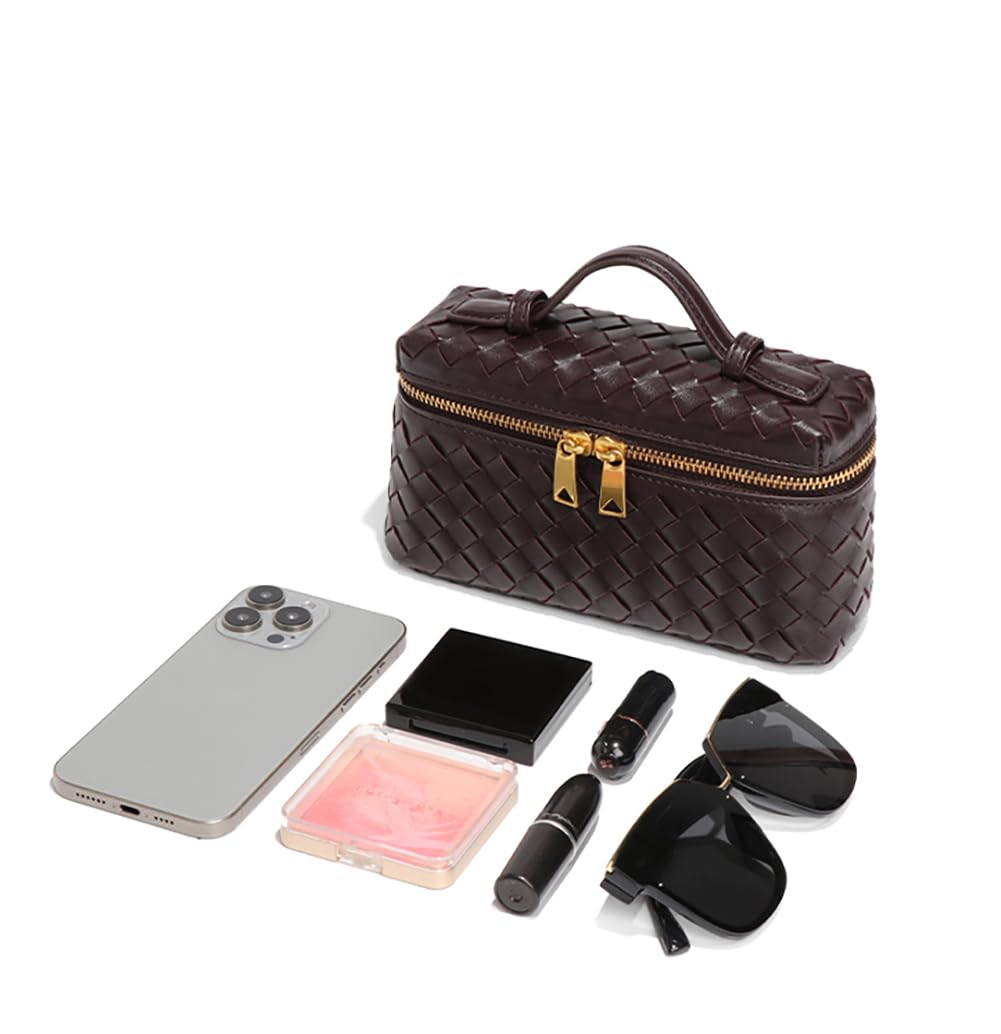 Faibiules Womens Woven Crossbody Handbag Fashion Leather Top Handle Bag Black