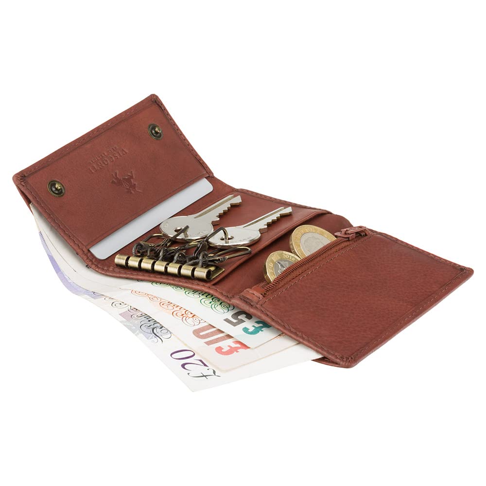 Visconti 1178 Genuine Leather Mens Slim Key Case Wallet/Key Chain Wallet/Key Holder Wallet (Black)