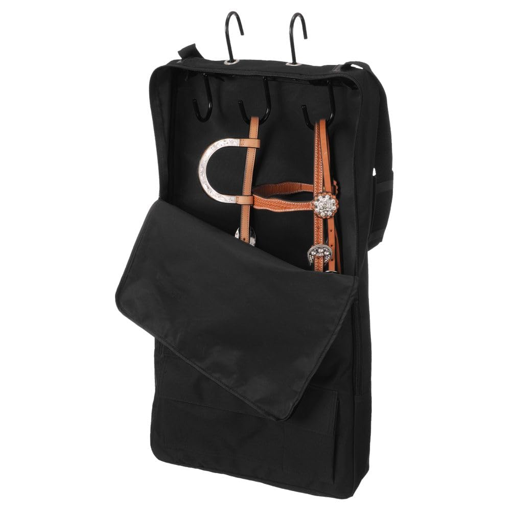 Tough 1 Bridle/Halter with 3 Prong Tack Rack, Black, 16 x 30