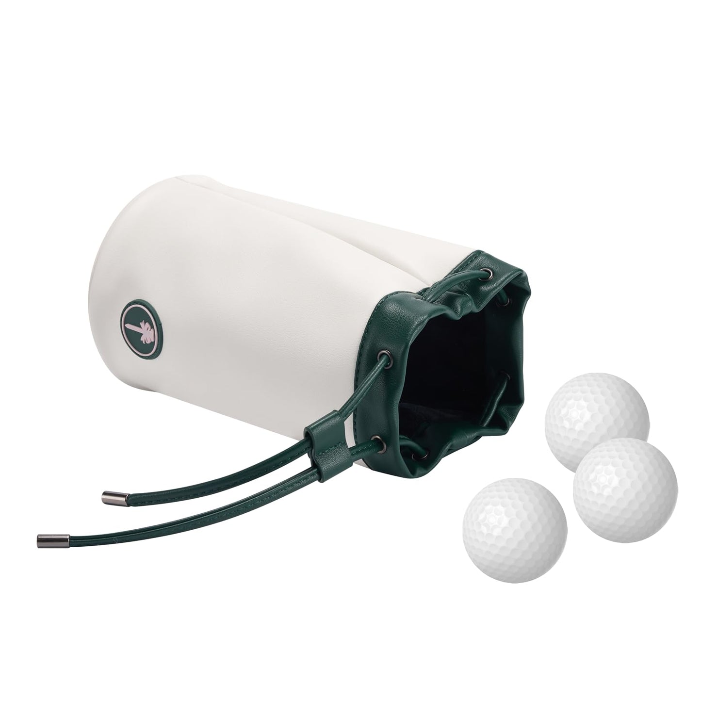 CROWNBLANKS PINKTEE Golf Valuables Pouch Leather Golf Tee/Ball Bag with Drawstrings Bucket Waist Design, Golf Accessories Organizer for Women Men(TALK BIRDIE TO ME)