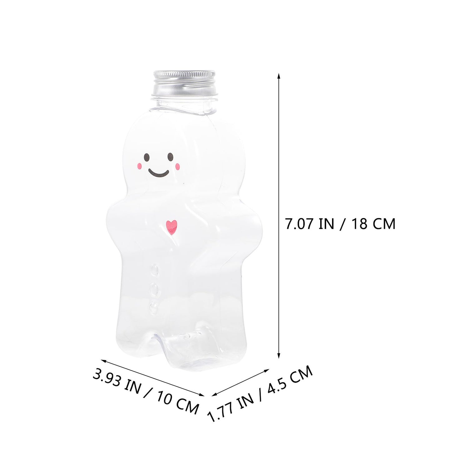 ARTIBETTER Gingerbread Plastic Juice Bottles, Empty Christmas Milk Beverage Bottle Gingerbread Man Cookies Jar Drink Containers Water Bottles Xmas Clear Candy Jar 3 Sets