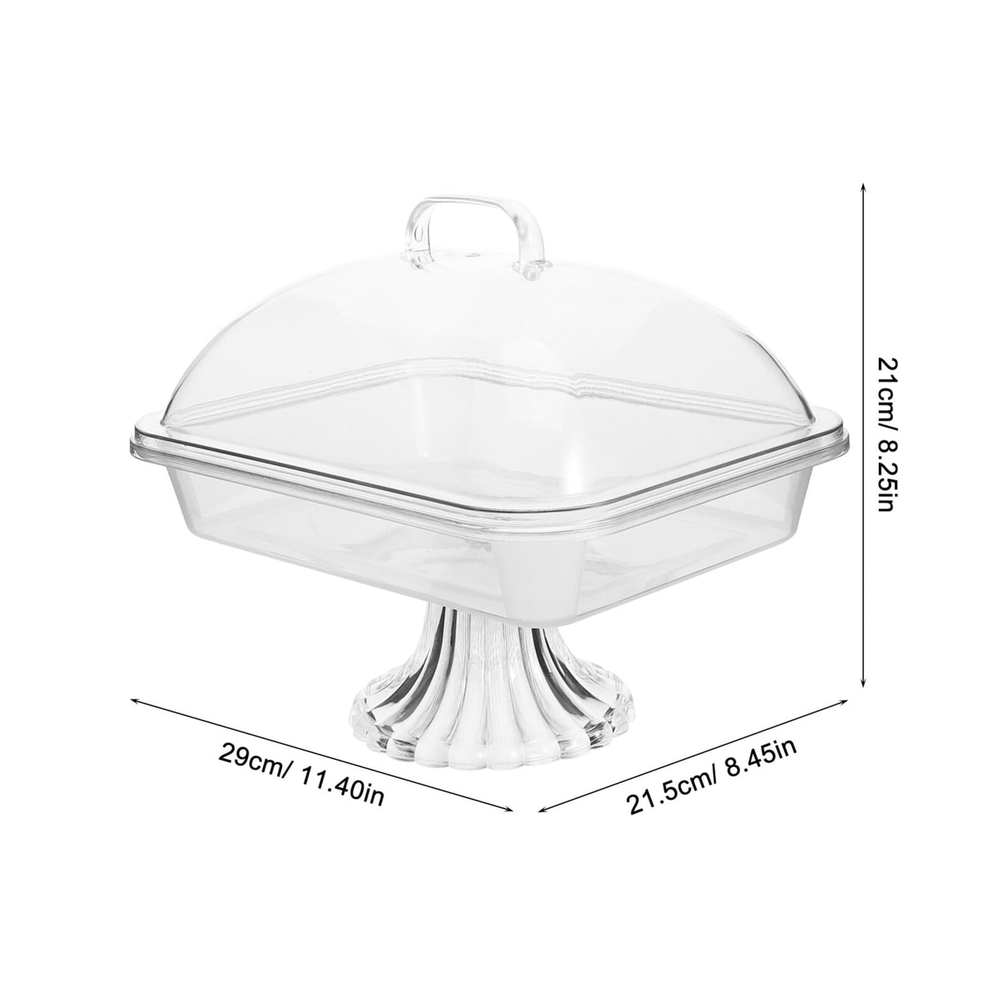 HOLIDYOYO Cake Display Tray with Dome Clear Acrylic Cover Reusable Snack Serving Platter 10.82X8.46X8.26In Perfect for Birthday Christmas and Party Dessert Presentation