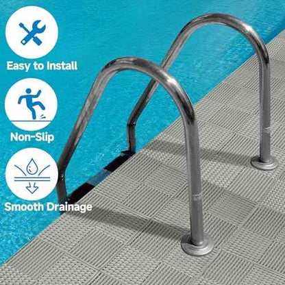 jxgzyy 24Pcs Interlocking Drainage Tiles, 12"¡¿12" Non-Slip Modular Interlocking Cushion Soft PVC Drainage Mat for Pool Bathroom Patio Balcony Boat Garage, Gray