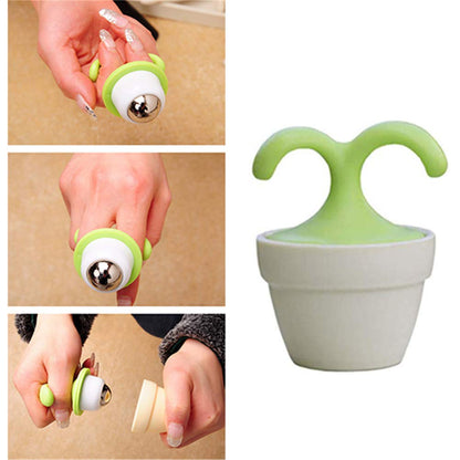 XKGD 16xi 2PCS Handheld Body Massager Mini Potted Plant Shaped Roller Ball Bead Relaxation Neck Foot Face Pot Desk Decor Massage Cooling for Neck (Green with White)
