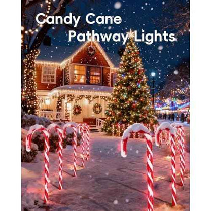 COOLWUFAN 24 Pack Christmas Candy Cane Pathway Lights, 22'' Outdoor Christmas Decorations Path Lights, Waterproof Candy Cane Yard Markers for Walkway, Lawn, Patio, Holiday Landscape Path D?cor