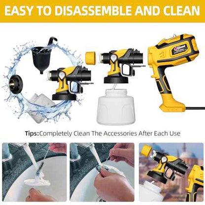 Paint Sprayer, 850W HVLP Spray Gun with 1400ml Detachable Container, Electric Paint Sprayers with 4 Nozzles & 2 Patterns - Portable Spray Guns Perfect for Fences, Sheds, Walls, Garden