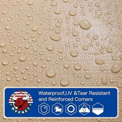 Tarp 12x20 Heavy Duty Waterproof Beige Tarp 12.5mil,Durable,Multipurpose, Weather Resistant,Uv Resistant,Tear Resistant,Can Be Used for Outdoor Furniture,Cars,Ships,Roofs-by MVPNET
