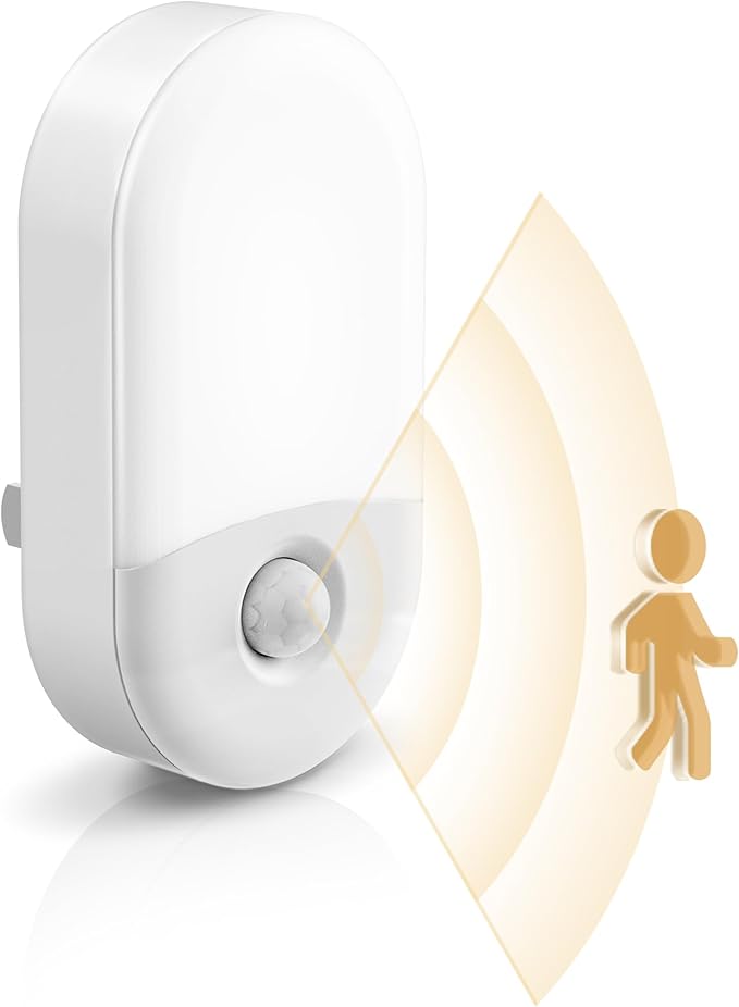L LOHAS LED Motion Sensor Night Light, Motion Activated Night Light, 4Pack, 3000K Warm White, Night Lights Plug into Wall Motion Sensor, 30/60LM Adjustable Brightness, for Kids Adults Bathroom Kitchen