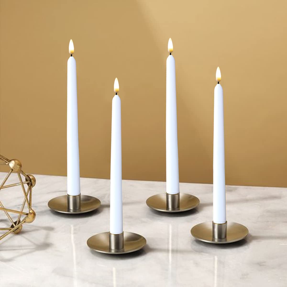 NONNO & ZGF 10 Pack White Flameless 11'' Wax Coverd Taper Candles with 2 Remote/Timer, LED Battery Bright Flickering Candle for Proposal, Wedding, Festive Candlelight Dinner and Home Decor