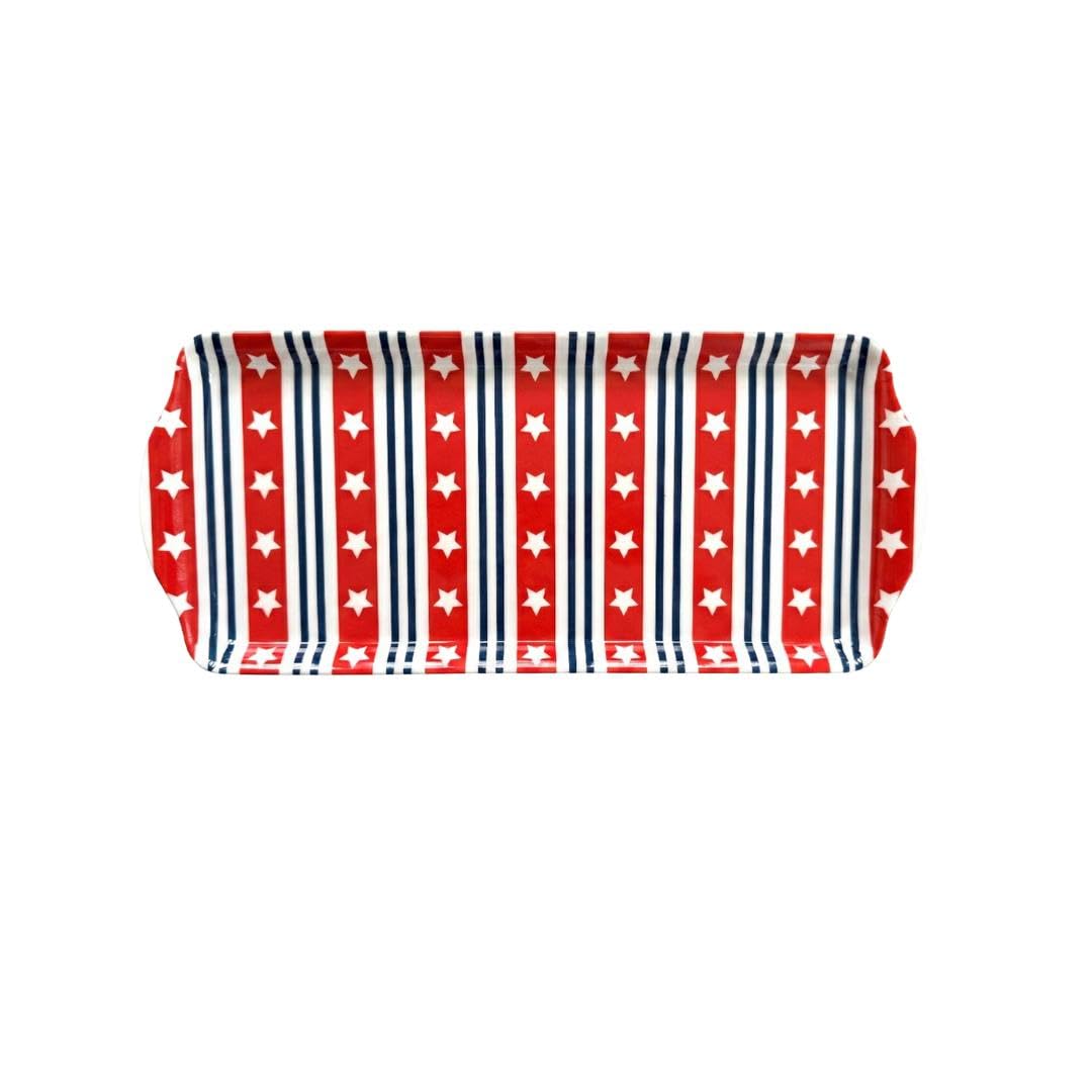 Sprinkles & Confetti Red White & Blue Stars & Stripes Melamine Serving Tray | The Go-to Patriotic Platter for 4th of July, Memorial Day, Summer Parties & Hosting | BPA-Free & Reusable