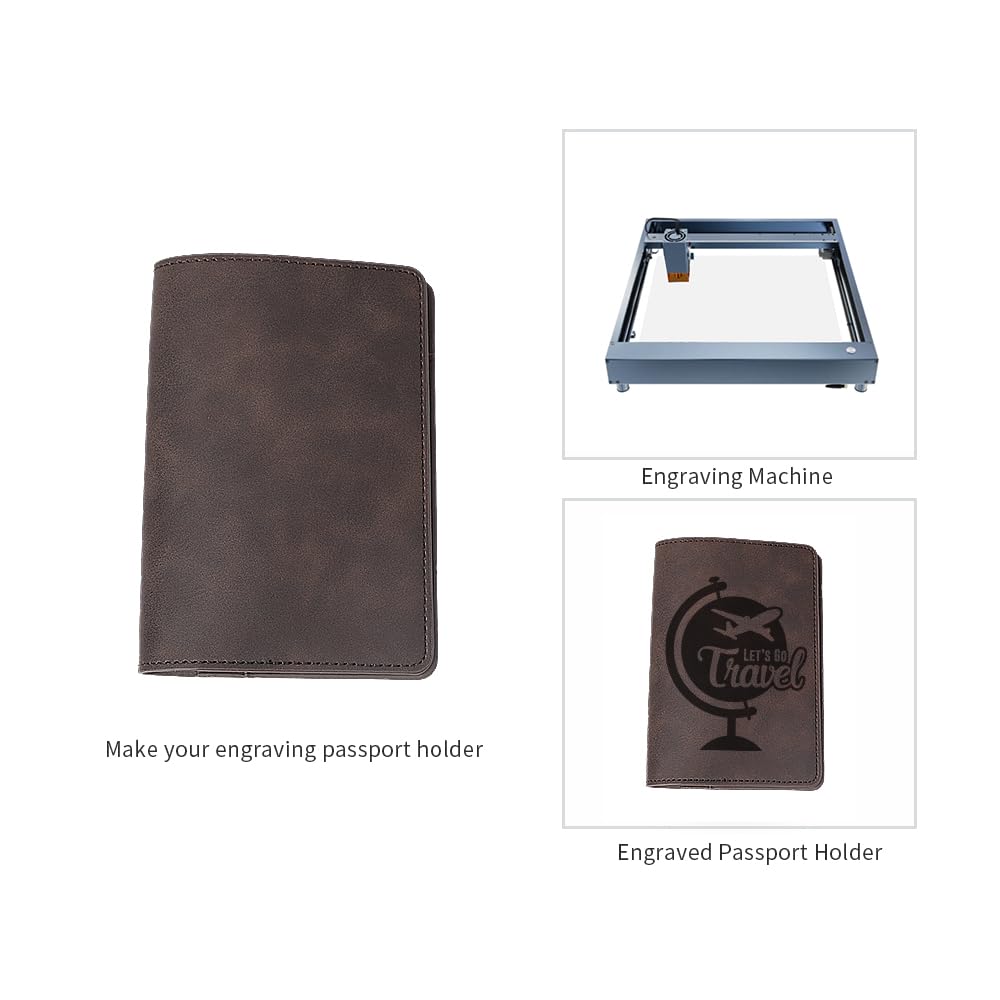 PYD Life 6 Pack Passport Holder Cover Leather Blanks 5.7" x 8.3" Brown for Glowforge Xtool Laser Engraving,Passport Case Travel Wallet for Silhouette Curio 2 Foil Transfer