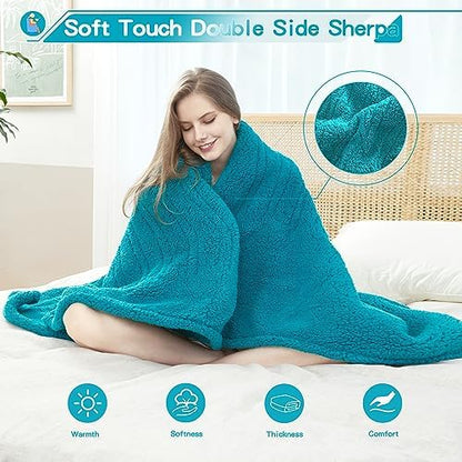 Heated Throw Blanket Double Sided Sherpa, Soft Heating Electric Blanket for Bed, Automatic Safety System, 6 Heating Levels & 4 Hours Auto-Off, 50"x60" Arctic Grey