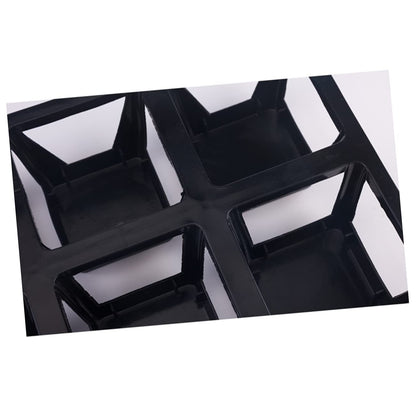 MERRYHAPY 3pcs Plastic Flowerpot Tray with Compartments Breathable Water-Storing Succulent Holder Bracket for Indoor Plants Planter Support Black