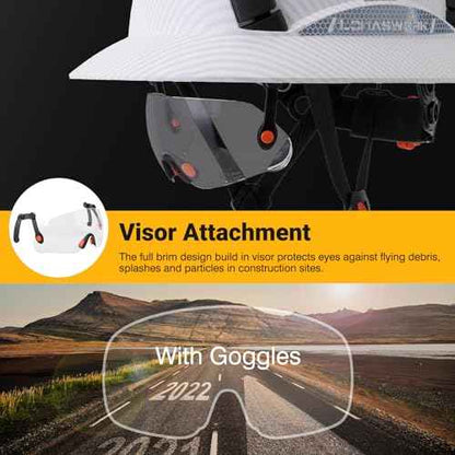 Full Brim Hard Hat, OSHA Construction Work Approved, ABS Safety Helmet with 6 Point Adjustable Ratchet Suspension Industrial Work