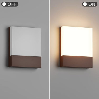 1-Pack Modern Outdoor LED Wall Light,24W 3000K Wall Porch&Patio Light,IP65 Led Exterior Wall Lights Fixtures,Low Profile Wall Sconce for House Yard Garage Walkway Garden(Rust Red)