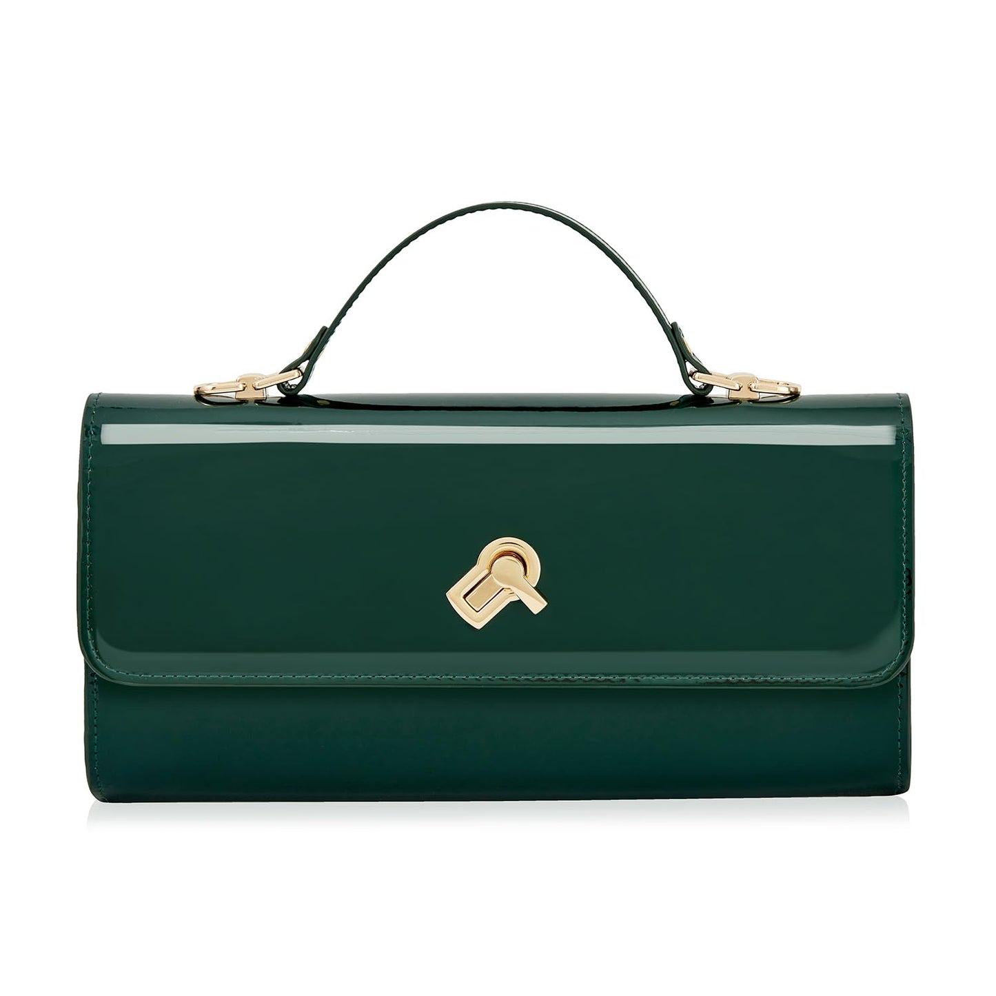 Huralona Evening Clutch Bag Crossbody Handbag Square Box with Detachable Chain PU Leather Shoulder Bag for Women (Dark Green)