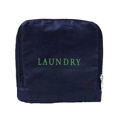 Miamica Travel Laundry Bag - Laundry Script, Navy/Green