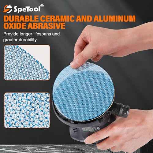 SpeTool 5 Inch Sanding Disc Net Mix-Pack, Grits 80, 120, 180, 240, 320, 400, Ceramic Aluminum Oxide 30 Pieces Mesh Sandpaper, Dustless Hook and Loop Design for Wood, Drywall, Matel Processing