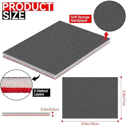 21 Pcs Sanding Block Grit Pads 180-2000 Assortment Kit, Sunoyar Sandpaper Soft Foam Pads Dry Wet, Fine Grit Sanding Sponge for Wood Furniture Drywall Plastic Metal Paint