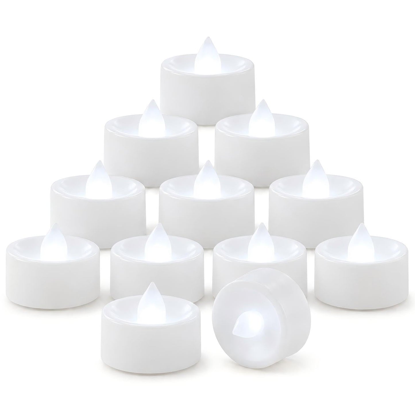 Homemory Tea Lights with Timer Battery Operated, 6H Timer Auto On Daily, Flickering Flameless LED Votive Candles for Table Centerpieces, Lantern, Halloween, Christmas, Cool White, No Remote, 24-Pack