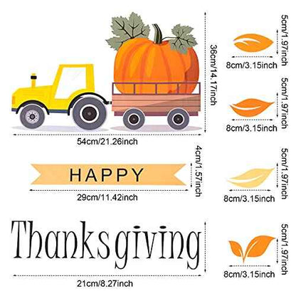 5 Pieces Thanksgiving Wall Stickers Maple Leaves Blessed Wall Decals Thankful Autumn Pumpkin Window Clings Fall Harvest Wall Art Decor Wall Stickers for Kitchen DIY Living Room Bedroom