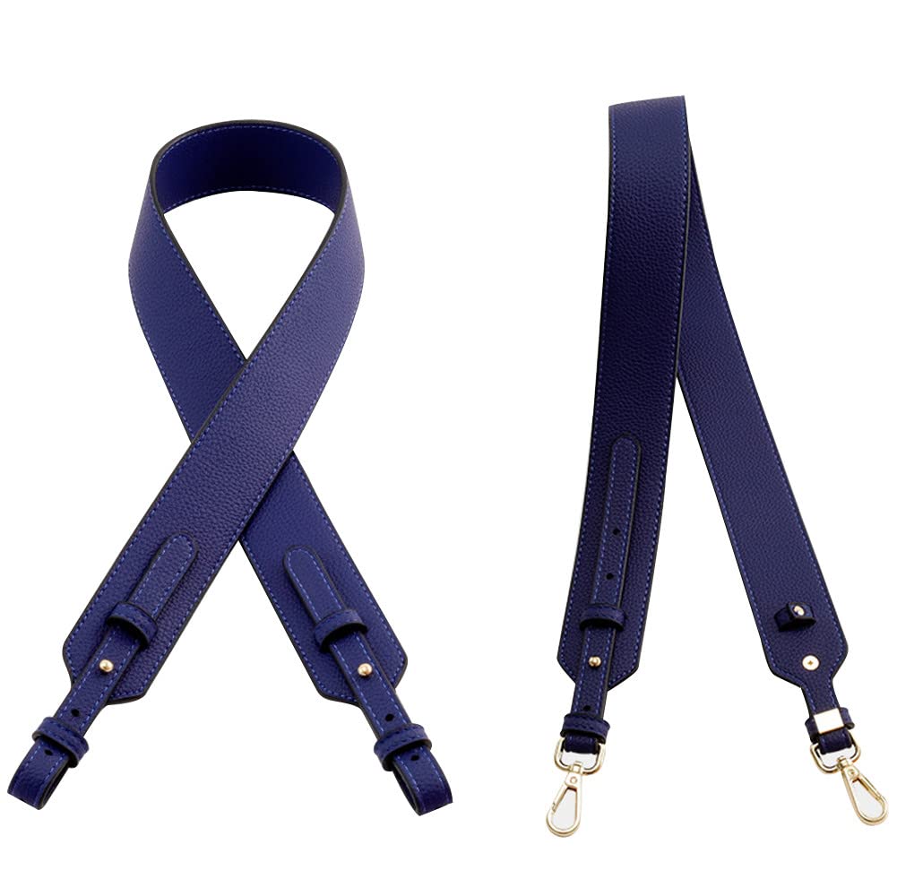 MOISTRI Grain Leather Purse Strap Adjustable Crossbody Replacement Straps for Handbags Monk Head Screws Detachable Gold Clasps Long Navy Blue