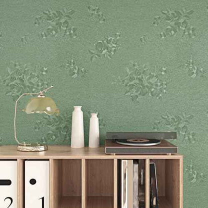Wallercity Sage Green Wallpaper Self Adhesive Rose Embossed Floral Peel and Stick Wallpaper for Bedroom Walls Waterproof Textured Floral Contact Paper for Kitchen Countertops Cabinets 15.8''x78.7''