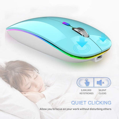 TENMOS Wireless Bluetooth Mouse, LED Slim (Bluetooth 5.1/5.0 + USB) 2.4GHz Rechargeable Silent Bluetooth Wireless Mouse with Type C Adapter for Laptop/MacBook/iPad OS 13 and Above (Matte Black)