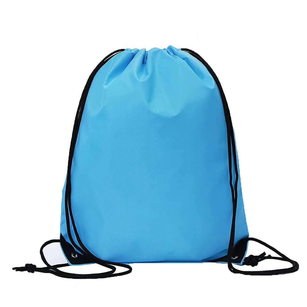 CODOBON 50 Pcs Drawstring Bags, Bulk Draw String Backpack, Cinch Polyester Bag for Gym Sport, Sky Blue