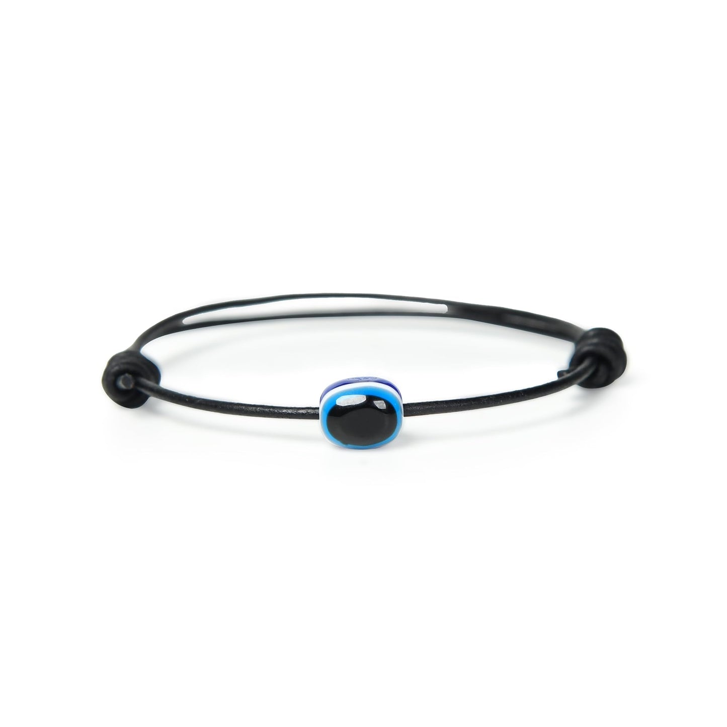 GENIQUE Leather String Evil Eye Bracelets, adjustable protection bracelets for women, men, string bracelets amulet (Evil Eye Black)
