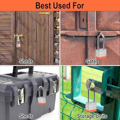 6pcs Solid Keyed Alike Padlock with 12 Same Keys - Resist Cutting, Gym Locker Lock with Key, Storage Pad Lock for Locker Gym Gate Outdoor Indoor Use (Long Shackle)