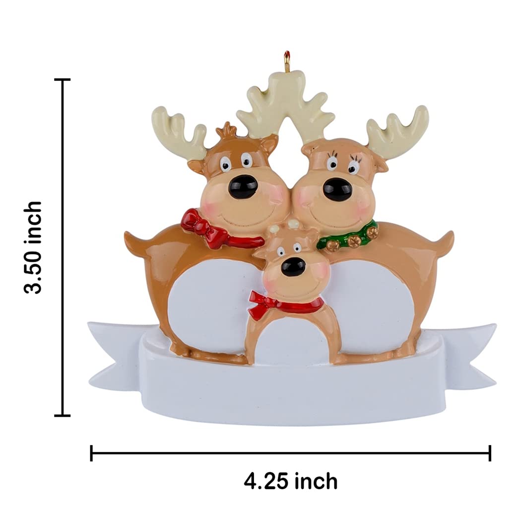 Reindeer Family of 3 Personalized Christmas Ornament - Family of Three Christmas Tree Ornaments 2025 - Our First Christmas Together Ornament - Unique Keepsake Gifts for Parents, Grandparents, Friends