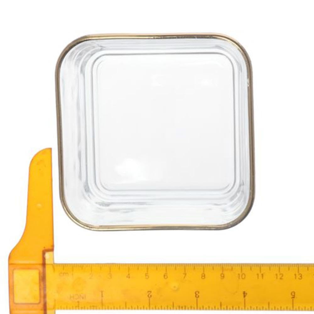 GetCoupon Gold Rim Plain Glass Paper Clip Storage Box,Clear Paper Clip Holder Elegant Desk Organizer Accessories For Office, Home