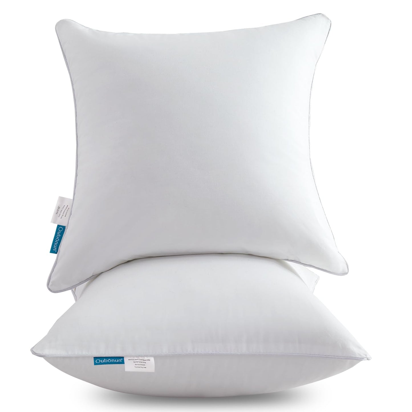 Oubonun 18"x18" Pillow Inserts (Set of 2) - Throw Pillow Inserts with 100% Cotton Cover - 18 Inch Square Interior Sofa Pillow Inserts - Decorative Pillow Insert Pair - White Couch Pillow