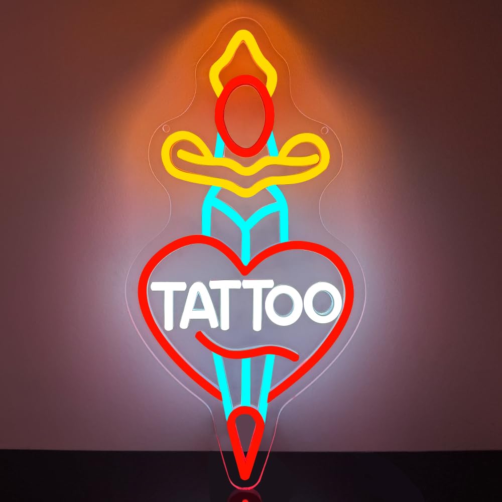 RuCvixkt Tattoo Neon Sign for Wall Decor, Neon Light for Tattoo Studio Room Salon Business, USB Powered Sign for Bedroom Boy Girl Tattoo Lovers