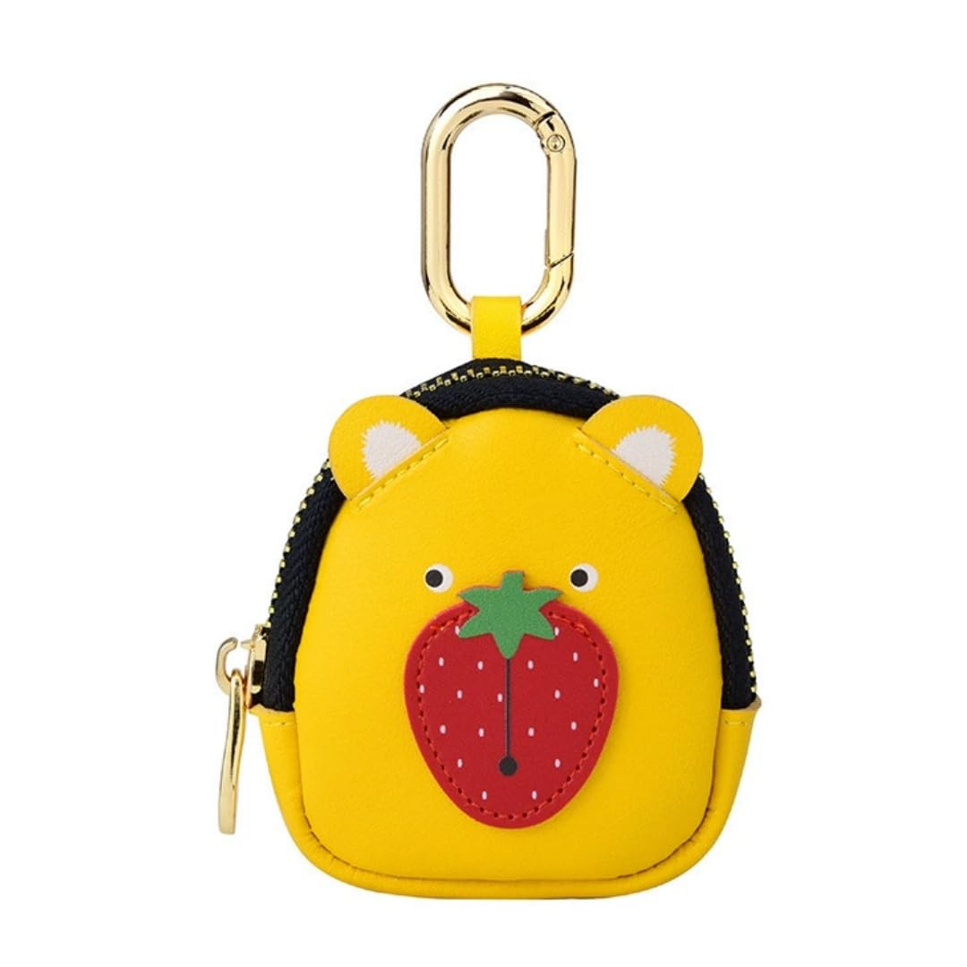 Tomcrazy Coin Mini Backpack Palm-Sized Bag PU Leather Carrying Case for AirPods Pro 2 1 3 4, Sony LinkBuds S WF-L900 WF-1000XM4 Cover, Galaxy Buds, Keys,Access Card Keychain (Yellow)